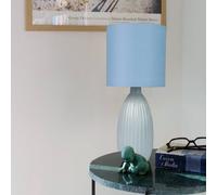 PR Home Lampada da tavolo Uno, blu, altezza 37 cm, tessuto/ceramica PR Home