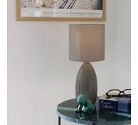 PR Home Lampada da tavolo Uno, marrone, altezza 37 cm, tessuto/ceramica PR Home