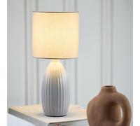 PR Home Lampada da tavolo Uno 4303707, E14, grigio chiaro, altezza 47 cm, tessuto/ceramica