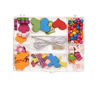Pracht Creatives Hobby 0855-201 Miscela di perline in legno di diverse forme e colori, con cordoncino bianco, per creare collane, braccialetti e altri gioielli.
