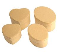Pracht Creatives Hobby 7648-02541 Scatole di cartone kraft in un set, 4 scatole regalo, 2 a cuore e 2 ovali, con coperchio per decorare, conservare e regalare