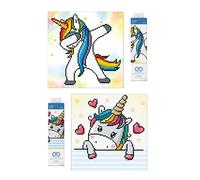 Pracht Creatives Hobby Dotz 69506 Diamond Painting Immagini per bambini e adulti, set fai da te con motivi Uni Dab e U Baby, circa 31 x 10 cm, multicolore