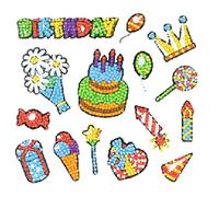 Pracht Creatives Hobby GmbH Set di Adesivi per dipingere Diamanti, Motivo Happy Birthday, Set per Creare Adesivi con Pietre Glitterate, per Bambini dai 5 Anni in su