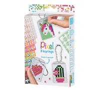 Pracht Creatives Hobby Pixel P20131 Medaglione a Mosaico Bambina, Portachiavi per Bambini da disegnare da Soli, Semplice Sistema a innesto con Piccole Pietre in bioplastica, Senza Stirare e incollare