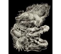 Pracht Creatives Hobby Royal & Langnickel Coccodrilli da Grattare, Fosforescenti, Immagini da Grattare per Bambini e Adulti, con Penna e Sagoma da Grattare