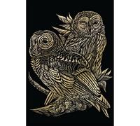 Pracht Creatives Hobby Royal & Langnickel Gufi da Grattare, Oro, Immagini da Grattare per Bambini e Adulti, con Penna e Sagoma da Grattare