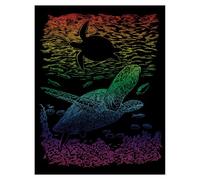 Pracht Creatives Hobby Royal & Langnickel - Immagine da grattare della Tartaruga Marina Rainbow con Penna da grattare e sagoma, Adatta a Bambini e Adulti