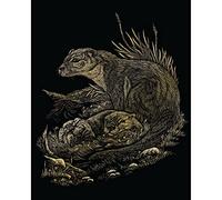 Pracht Creatives Hobby Royal & Langnickel Immagine da Grattare Lontra, Oro, Immagini da Grattare per Bambini e Adulti, con Penna e Sagoma da Grattare