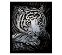 Pracht Creatives Hobby Royal & Langnickel - Quadro graffiante con Tigre Bianca in Argento, con Penna graffiante e sagoma, Adatto a Bambini e Adulti