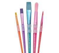 Pracht Creatives Hobby Royal & Langnickel - Set di pennelli per Bambini, pennelli in Nylon in 5 Misure, 3 pennelli Rotondi e 3 pennelli Piatti con Rivestimento in Gomma Soft-Touch