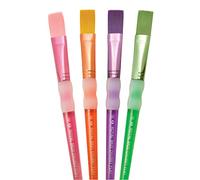 Pracht Creatives Hobby Royal & Langnickel - Set di pennelli Piatti in Nylon per Bambini, 4 pennelli da Pittura in Misura 10, con setole Piatte e Rivestimento in Gomma Soft-Touch