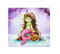 Pracht Creatives Hobby Set per dipingere con Diamanti, Quadro con Motivo a Sirena e Accessori, Set per dipingere con Pietre Glitterate, per Bambini a Partire dai 5 Anni di età