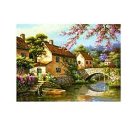 Pracht Creatives Hobby Set per dipingere con Diamanti, Quadro con Motivo Villaggio sul Fiume e Accessori, Set per dipingere con Pietre Scintillanti, per Bambini a Partire dai 5 Anni di età