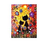 Pracht Creatives Hobby Set per dipingere con i Diamanti, Quadro con Motivo di Gatti con Fiori e Accessori, Set Artigianale per dipingere con Pietre Glitterate, per Bambini dai 5 Anni in su