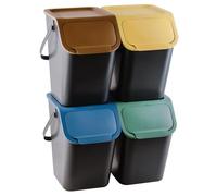 Practic Set di contenitori, per la segregazione Raccolta differenziata, 4x25l, nero, Bini 10100599