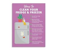 Practical How to Clean Your Refrigerator Freezer Chart Educational Wall Poster for Kitchen and Garage(Unframed,16x24inch(40x60cm))