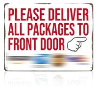 Practical Metal Sign for Porch Deliver This Side Please 12x8 Inch