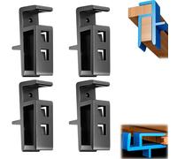 Practical Wardrobe Cabinet Board Clip, Universal Closing Fixed Clip Carpentry Tools for 15 20 mm Wardrobe, Removable Drawer Front Stay Clamps Attachment, For Home, Closet Doors (Black, 4PCS)