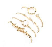 Practical Women's Alloy Leaf Moon Lightning Charm Link Bracelet Set Anklet Foot Chain Jewellery Fashion