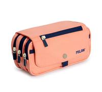 PracticDomus Astuccio portapenne triplo con ampi scomparti interni con cerniera singola per materiale scolastico e viaggio, Rosa1918, Borse scolastiche