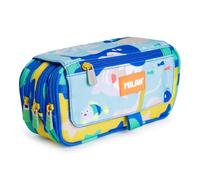 PracticDomus Astuccio portapenne triplo con ampi scomparti interni con cerniera singola per materiale scolastico e viaggio, Blueodyssey, Borse scolastiche