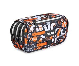 PracticDomus Astuccio portapenne triplo con ampi scomparti interni con cerniera singola per materiale scolastico e viaggio, Fingers, Borse scolastiche