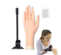Practice Hand Acrylic Nails, Fake Silicone Finger Model, Beginner-Friendly Training Tool with Jelly Glue Suction Cup for Student Education, Women, Salon Use, Demonstration Practice