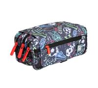 PracticOffice Astuccio portapenne triplo design con ampi scomparti interni con cerniera singola per materiale scolastico e viaggio, multicolore, 22 x 10 x 10 cm, Borse scolastiche