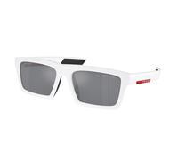 Prada Linea Rossa Uomo Prada Linea Rossa PS 02ZSU 17S40A Occhiali da sole Nylon Bianco Azzurro Squadrata Specchiate