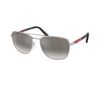 Prada Linea Rossa Uomo PS 54ZS 1BC02M Occhiali da sole Acciaio Argento Grigio Rotonda Specchiate Sfumato