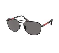 Prada Linea Rossa Uomo PS 54ZS 1BO02G Occhiali da sole Acciaio Nero Grigio Rotonda Polarizzata
