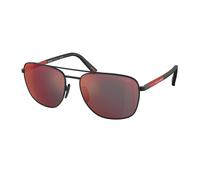 Prada Linea Rossa Uomo PS 54ZS DG008F Occhiali da sole Acciaio Nero Grigio Rotonda Specchiate