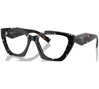 Prada Donna PR 09YV 15S1O1 Montature da vista Acetato Nero Trasparente Geometrica Normale
