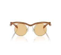 Prada Pr A24s Occhiali Da Sole Donna Marrone Rotondo Giallo 43mm