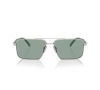 Prada Pr A57s Occhiali Da Sole Uomo Argento Squadrato Verde 58mm