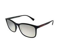 Prada Sport 0PS01TS DG02B0 56 Occhiali da Sole, Nero (Black Rubber/Lightgreymirrorsilver), Uomo