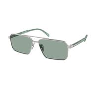 Prada Uomo PR A57S 1BC10G Occhiali da sole Acciaio Argento Verde Squadrata Normale