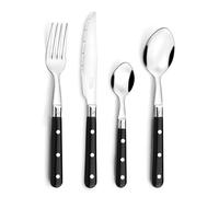 Pradel Essentiel Bistro-Club Posate 24 pezzi per 6 persone, Nero | Set di posate da 24 pezzi per 6 persone, acciaio inox 18/0, finitura standard, lavabile in lavastoviglie.