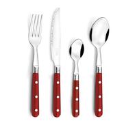 Pradel Essentiel Bistro-Club Posate 24 pezzi per 6 persone, Rosso | Set di posate da 24 pezzi per 6 persone, acciaio inox 18/0, finitura standard, lavabile in lavastoviglie.