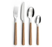 Pradel Essentiel Bosquet Posate 24 pezzi 18/0 per 6 persone, Legno | Set di posate da 24 pezzi per 6 persone, acciaio inox 18/0, finitura standard, spessore 2 mm, adatto alla lavastoviglie