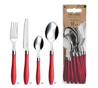 Amefa Set Posate, Acciaio Inox, 16 Pezzi, 8x6x27 Cm Rosso Grigio