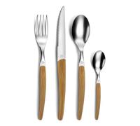 PRADEL ESSENTIEL - Servizio di posate da 24 pezzi per 6 persone - Gamma Nature - 18/0 Acciaio inossidabile, finitura standard - legno chiaro (spessore 1,5 mm)
