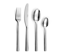 PRADEL ESSENTIEL - Set di posate da 24 pezzi per 6 persone - Absolute - 18/0 Acciaio Inossidabile, Finitura Standard e Sabbiata - Acciaio Inox (Spesso 2 mm)