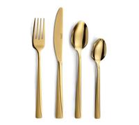 PRADEL ESSENTIEL - Set di posate da 24 pezzi per 6 persone - Absolute - 18/0 Acciaio Inossidabile, finitura standard e sabbiata + rivestimento PVD - Oro (spessore 2 mm)