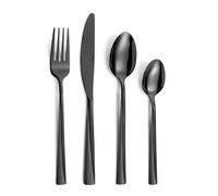 PRADEL ESSENTIEL - Set di posate per 16 persone - Absolute - 18/0 Acciaio inossidabile, finitura standard e sabbiata + rivestimento PVD - Nero (spessore 2 mm)