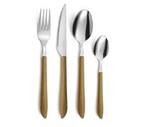 Pradel Essentiel Vibrato Posate 16 pezzi Inox per 4 persone, Legno | Set di posate da 16 pezzi per 4 persone, Acciaio Inox 18/0, Finitura Standard, Legno, Spessore 2,5 mm