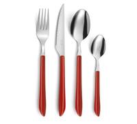 Pradel Essentiel Vibrato Posate 24 pezzi Inox per 6 persone, Rosso | Set di posate da 24 pezzi per 6 persone, Acciaio Inox 18/0, Finitura Standard, Rosso, Spessore 2,5 mm