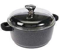 Pradel Excellence 52399M Pentola Tipo Pietra con Coperchio in Vetro/ghisa Alluminio Nero 24 x 19 cm