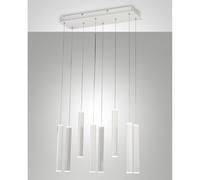 Fabas Luce Lampada a sospensione Prado LED 8 luci 52W 3000K L.60x20cm cilindri bianchi dimmerabile
