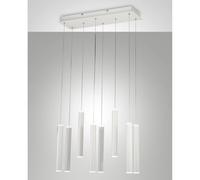 Fabas Luce Lampada a sospensione Prado LED 8 luci 52W 3000K L.60x20cm cilindri bianchi dimmerabile